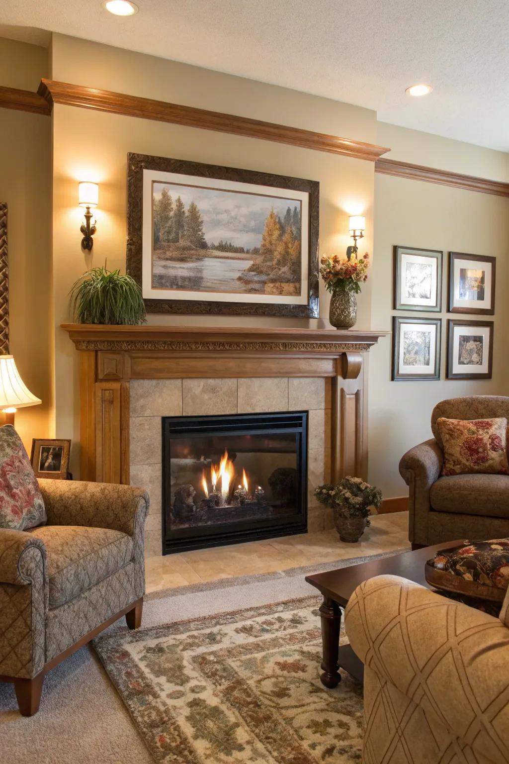 Integrating art with your fireplace contributes cultural flair.