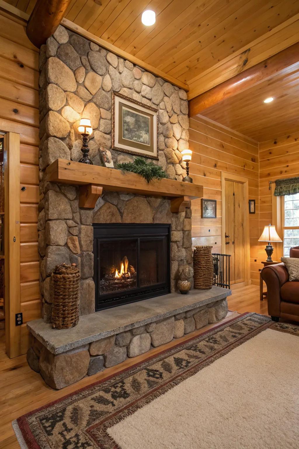 Mantels of wood add a hint of nature and coziness.