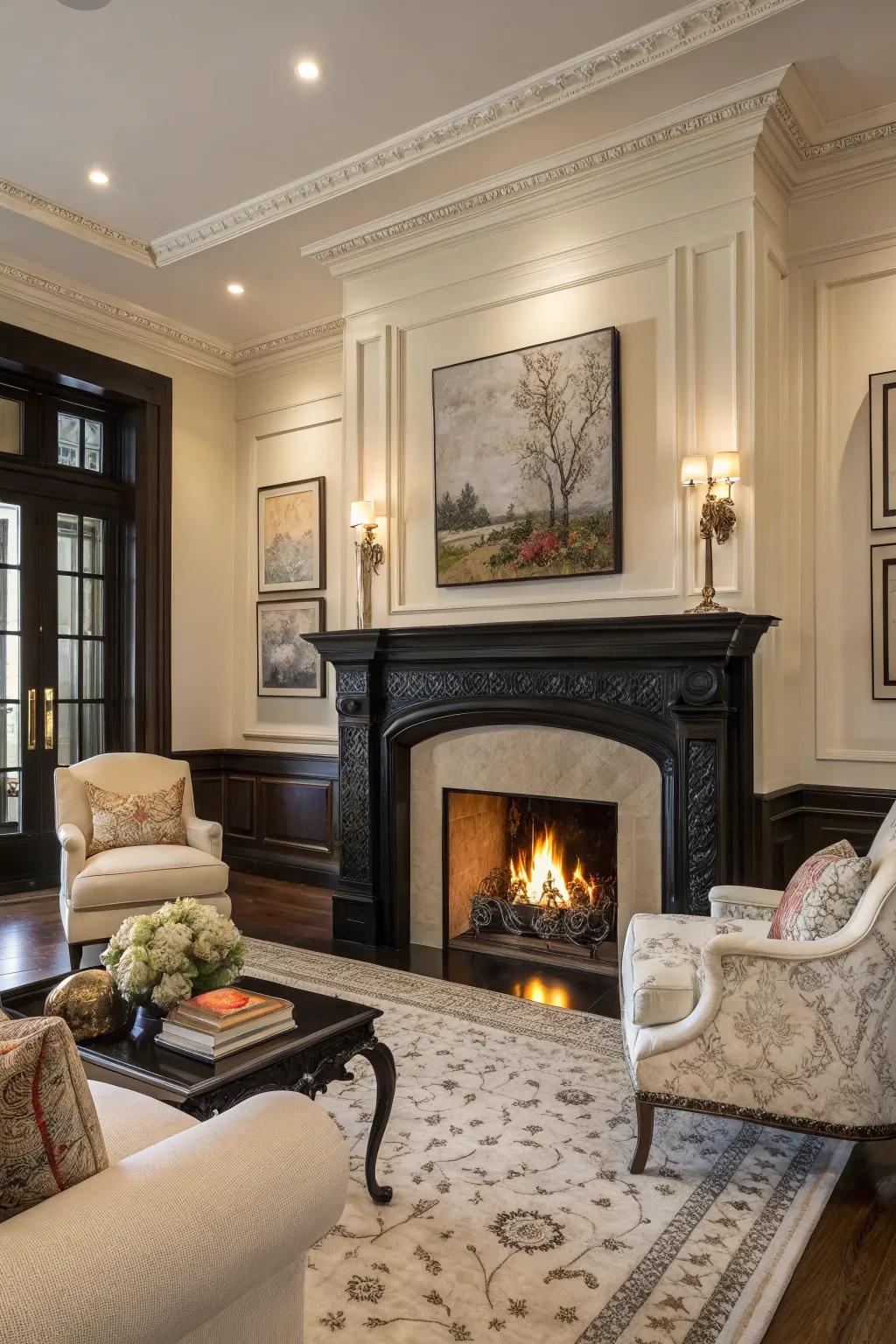 Dark trim makes a bold, dramatic statement.