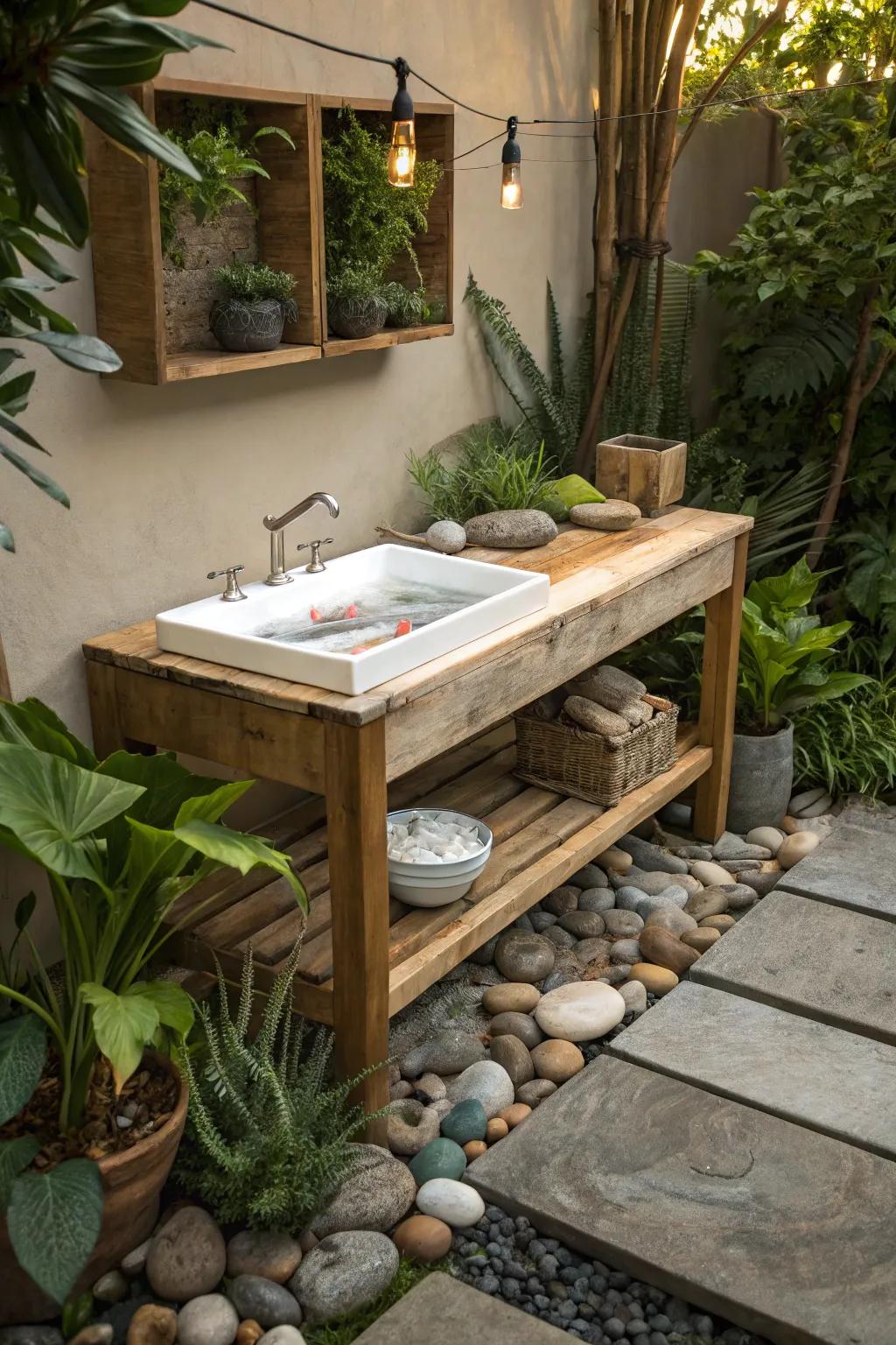 A tranquil, nature-inspired setting offers a serene prep environment.