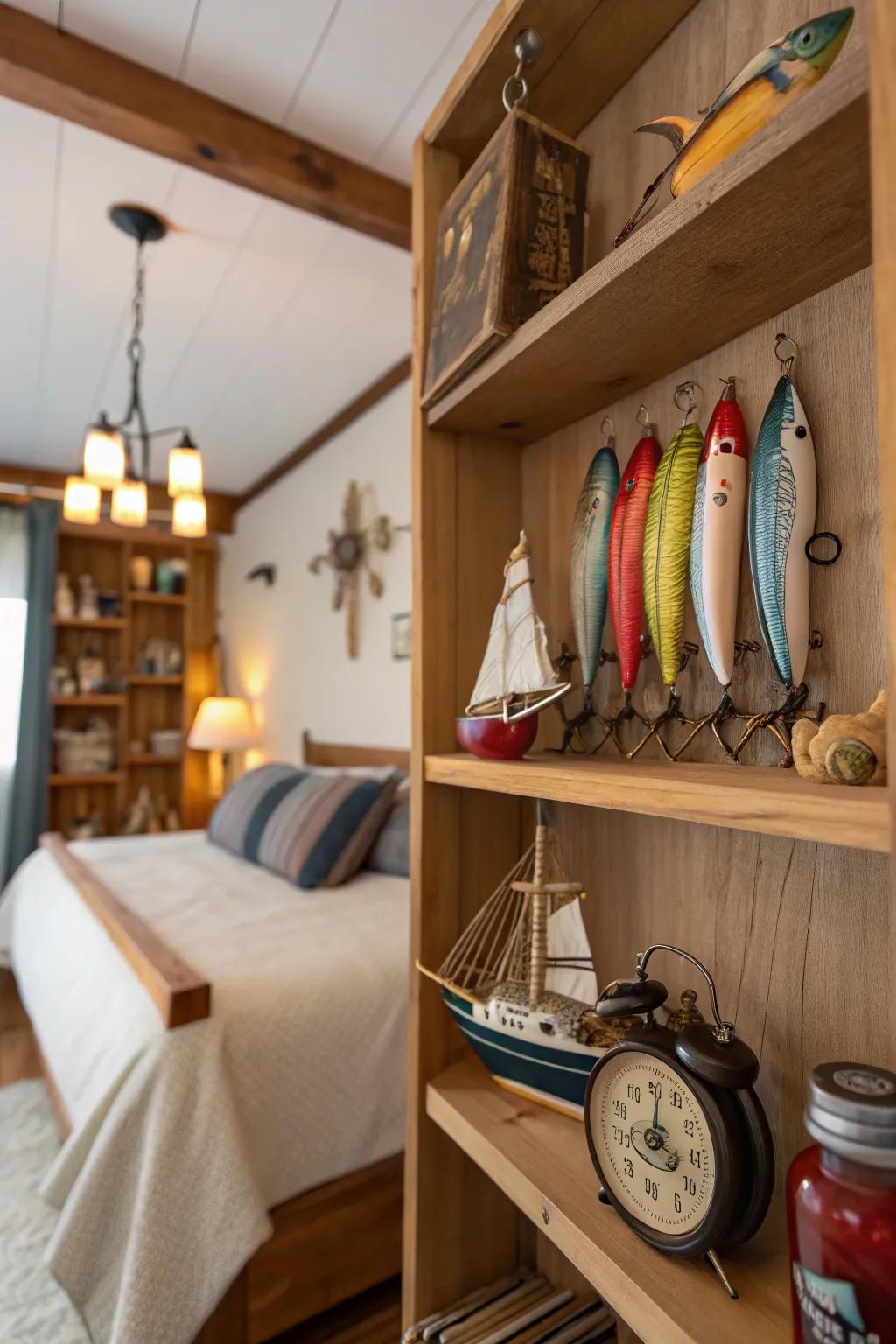 Historic angling baits append a nostalgic and distinctive detail.