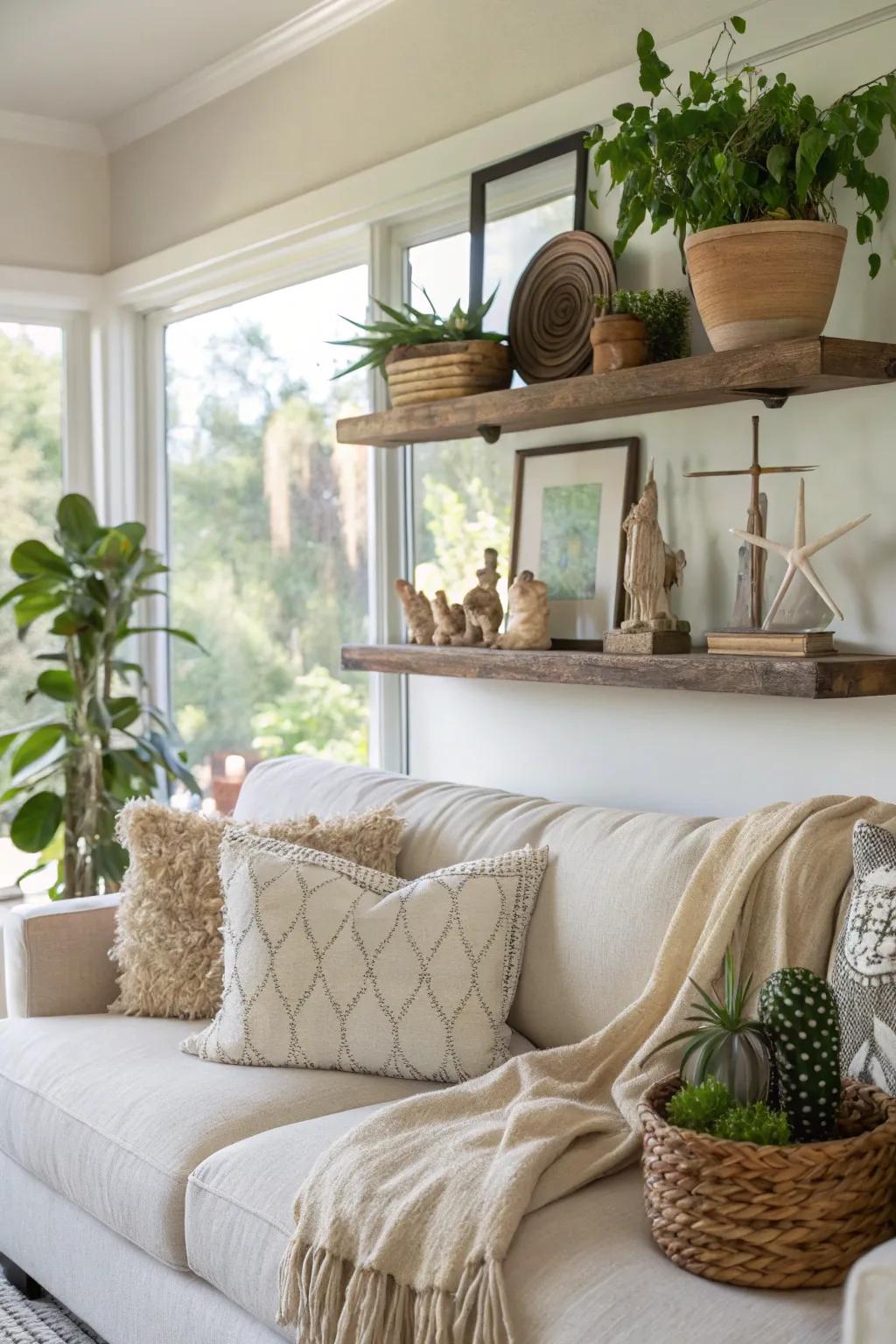 Nature-influenced adornments infuse a sense of tranquility into your setting.