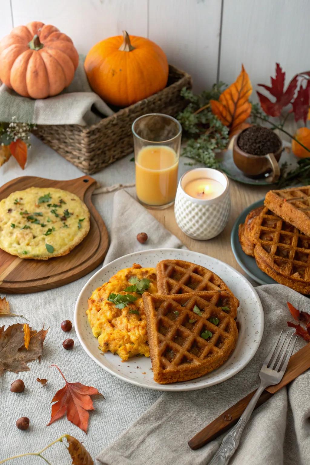 A delightful Friendsgiving morning repast featuring seasonal favorites.