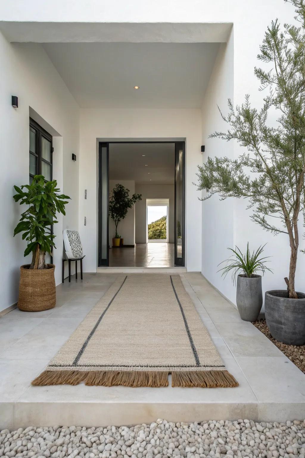 Minimalist rugs provide a clean and elegant entry statement.