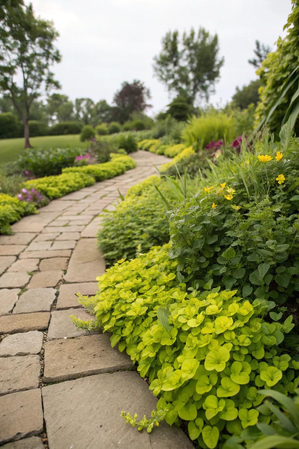 Steppable perennials offer beauty and practicality in walkways.