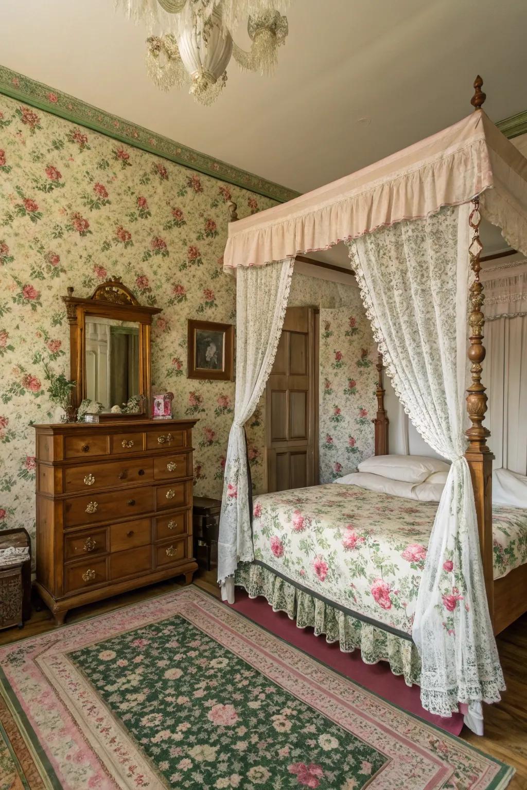 Classic beauty is exquisitely captured through verdant and roseate hues.