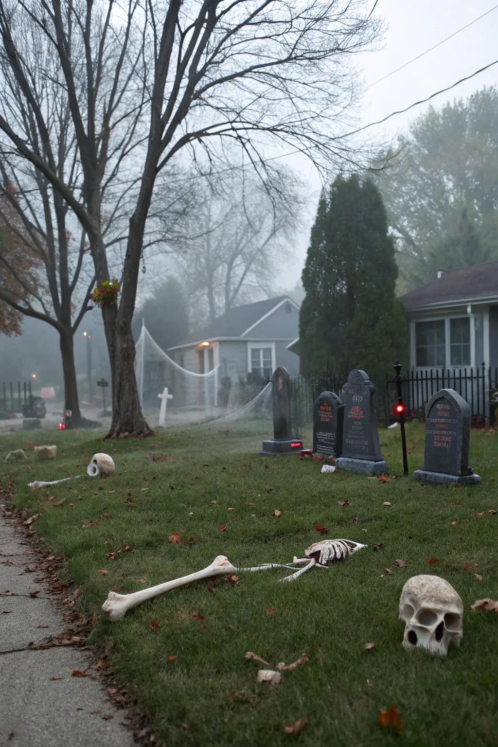 Dispersed skeletal components append a hint of the macabre to your graveyard.