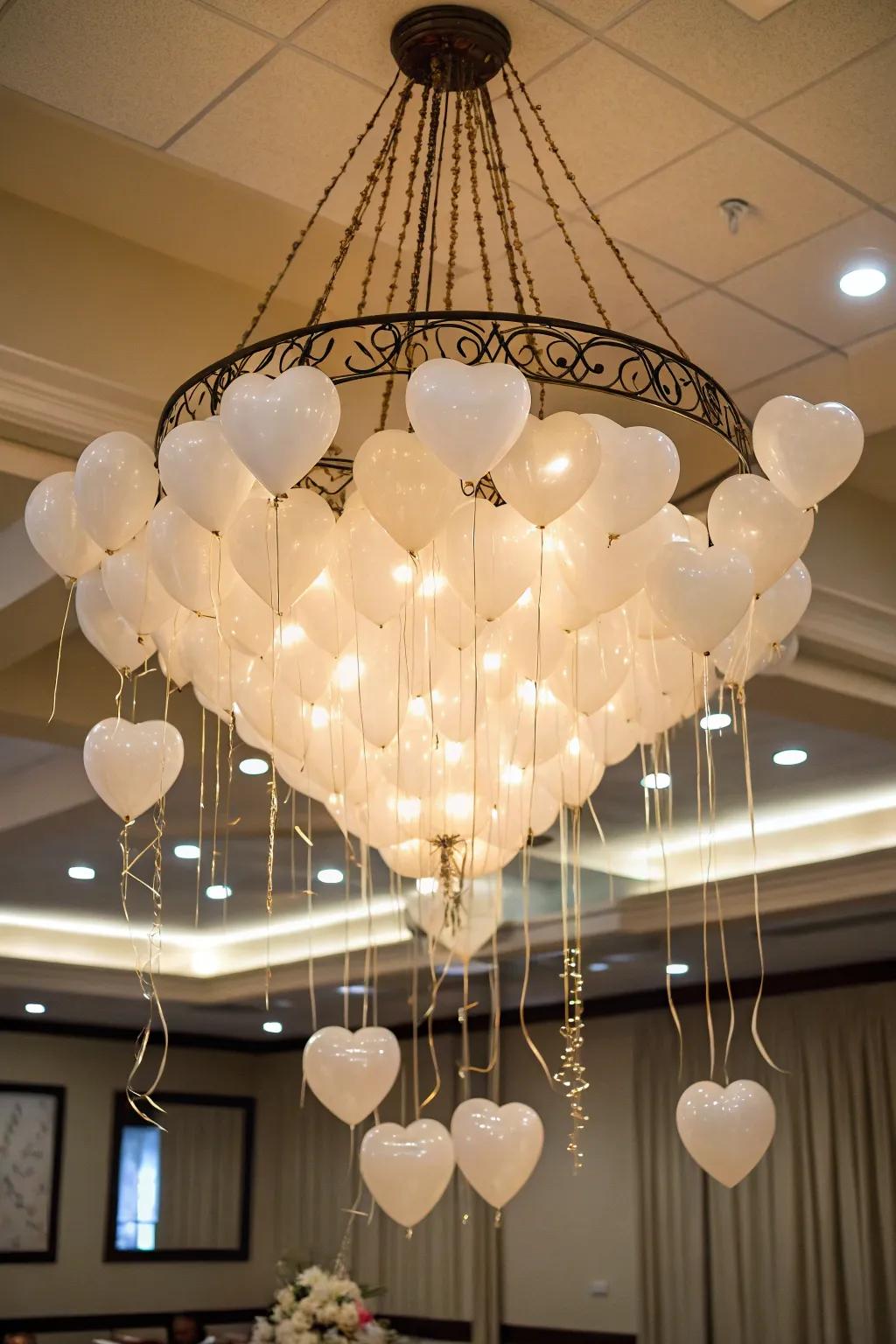 A playful heart inflatable candelabrum infuses caprice.