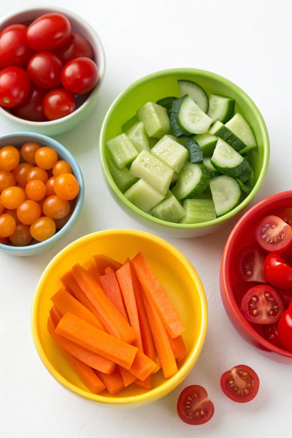 Kid-friendly options for making salads fun.