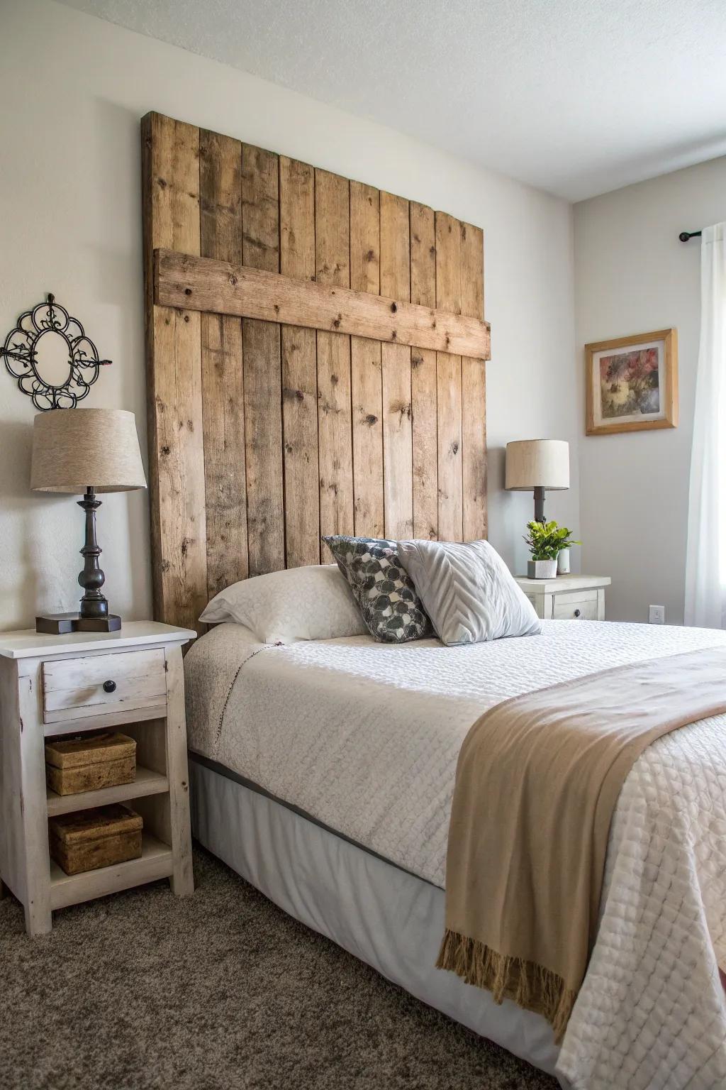 Sleeping quarters transformed with a unique self-made bed panel.