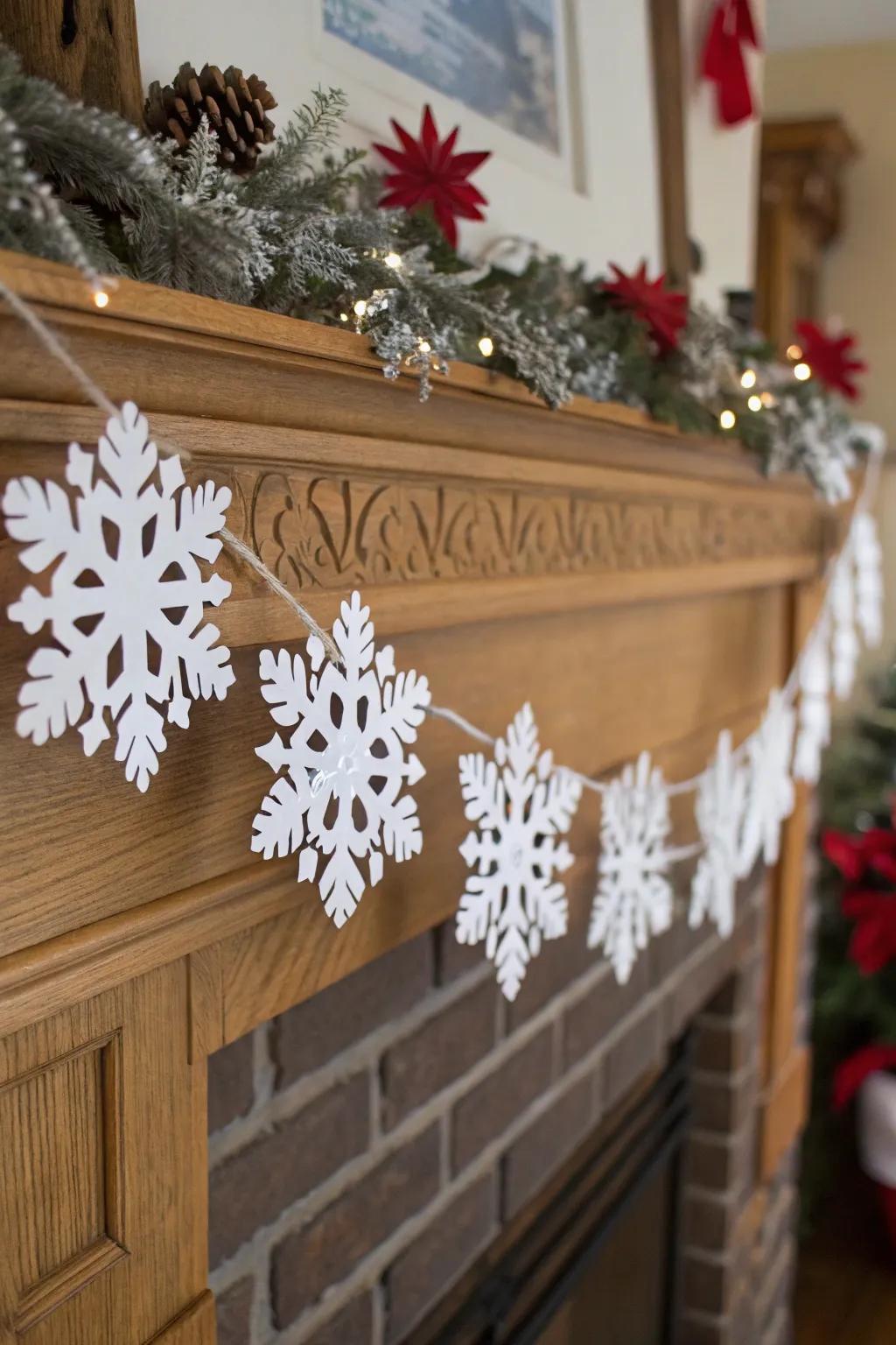 Layered snowflakes fashion a gorgeous, textured presentation.