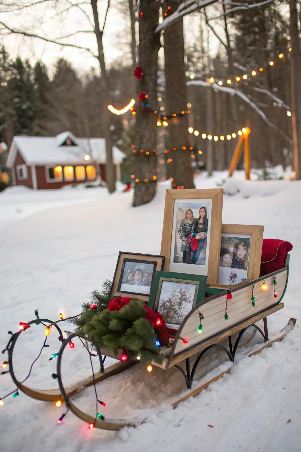 A customized sled featuring cherished family keepsakes