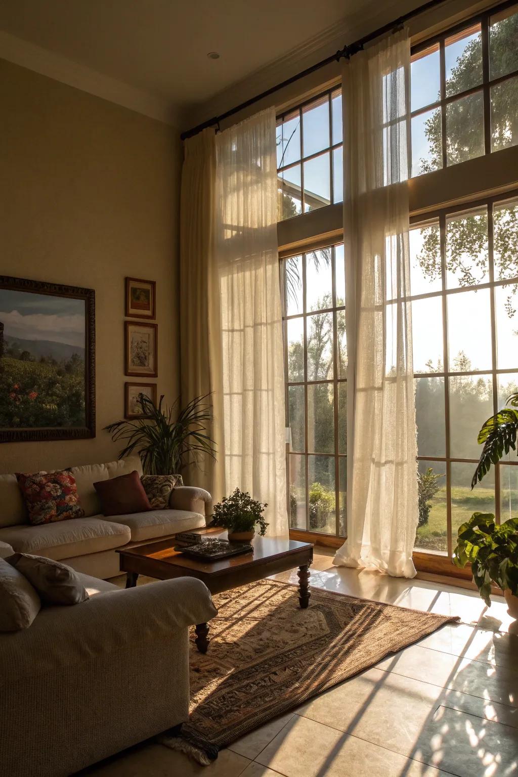 A radiant family area that amplifies natural illumination.