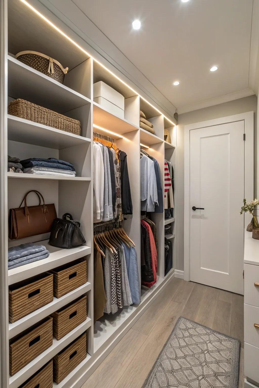 Leaving space ensures room for expansion and maintains closet adaptability.