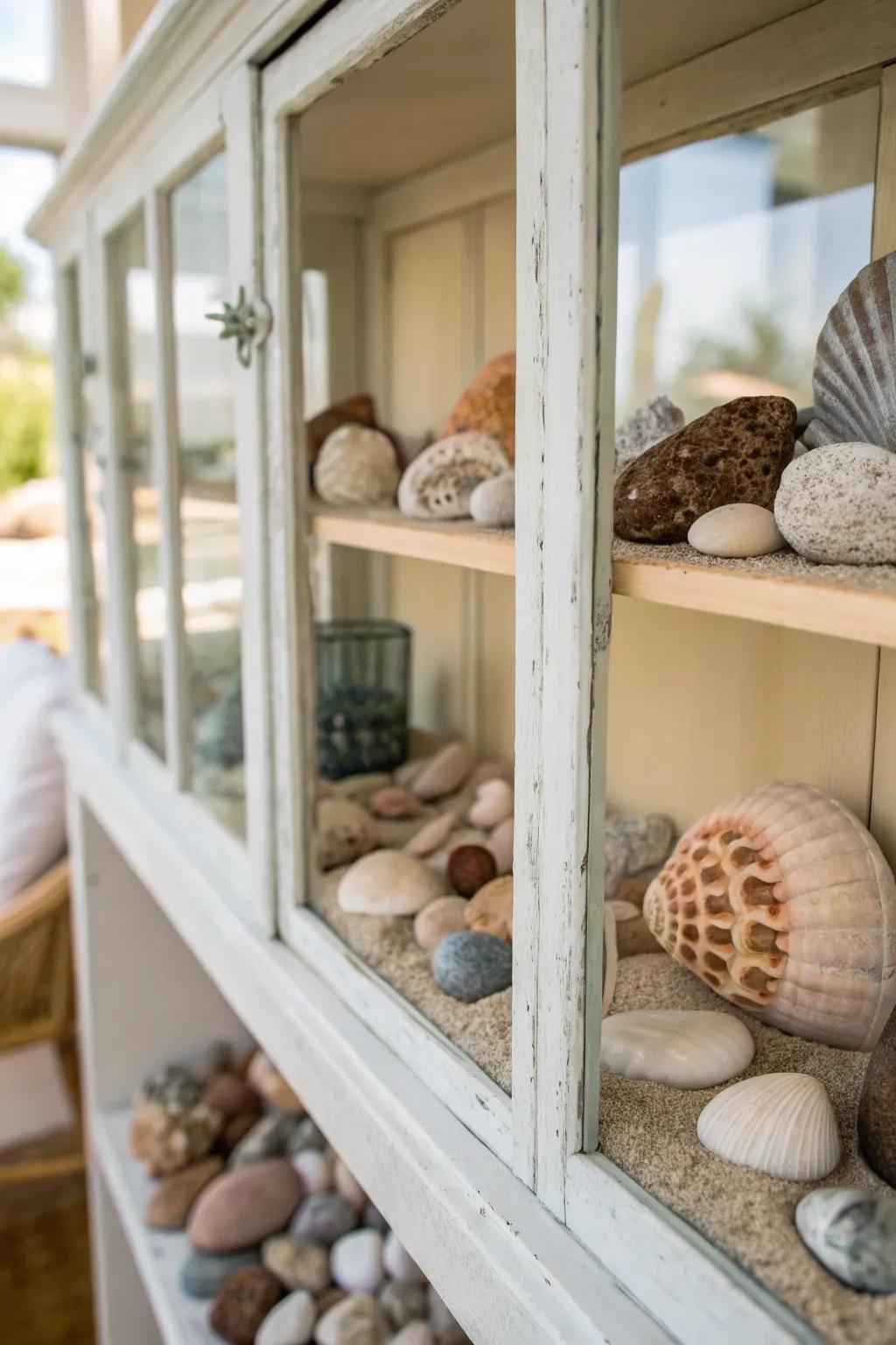 Earthy elements provide an organic sensation to this hutch.
