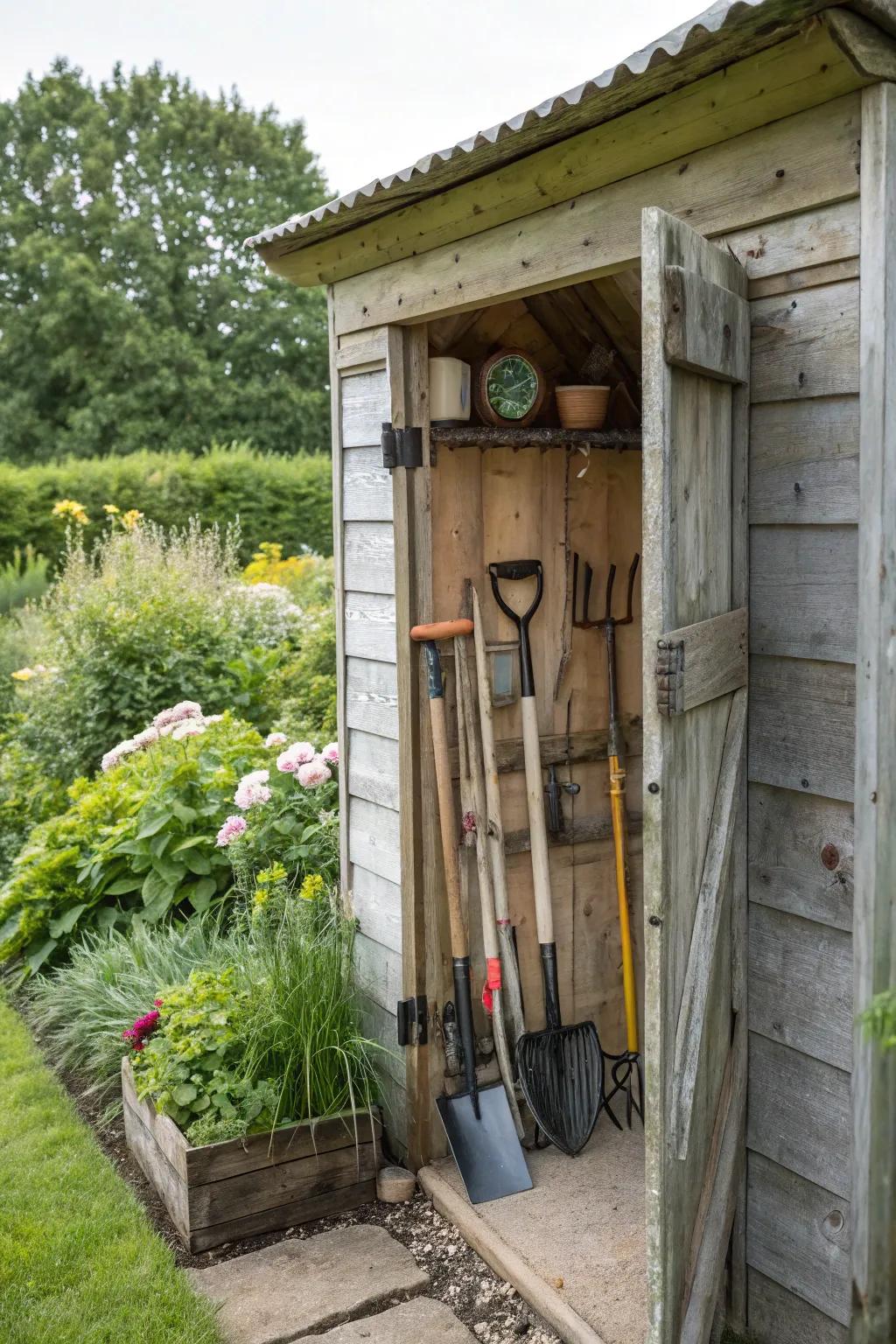 A corner equipment holder transforms unused space into coordinated storage.
