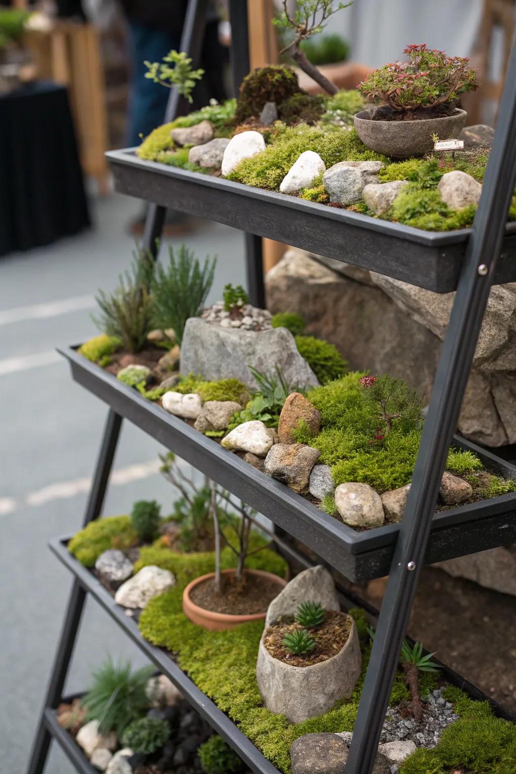 A multi-tiered presentation yields visual engagement and profundity.