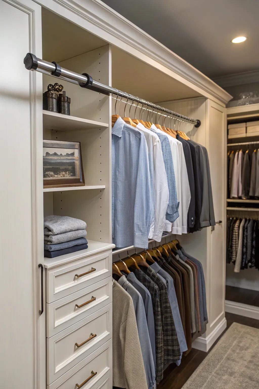 Enhance your closet's functionality with a practical valet rod.