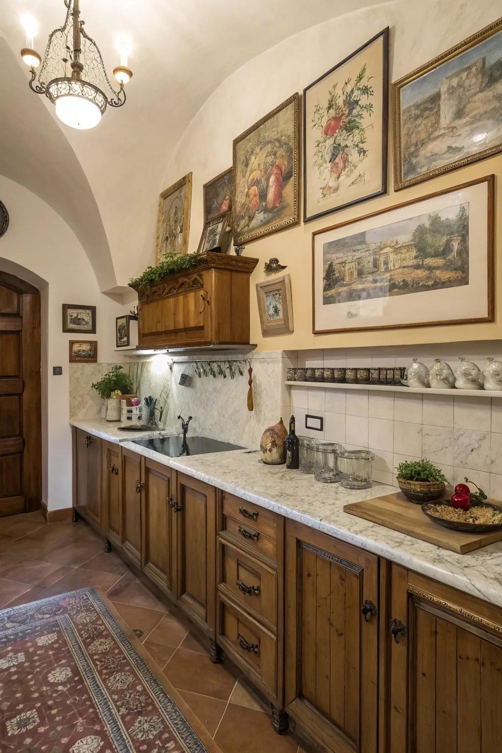 Vintage-inspired art includes a historical touch.