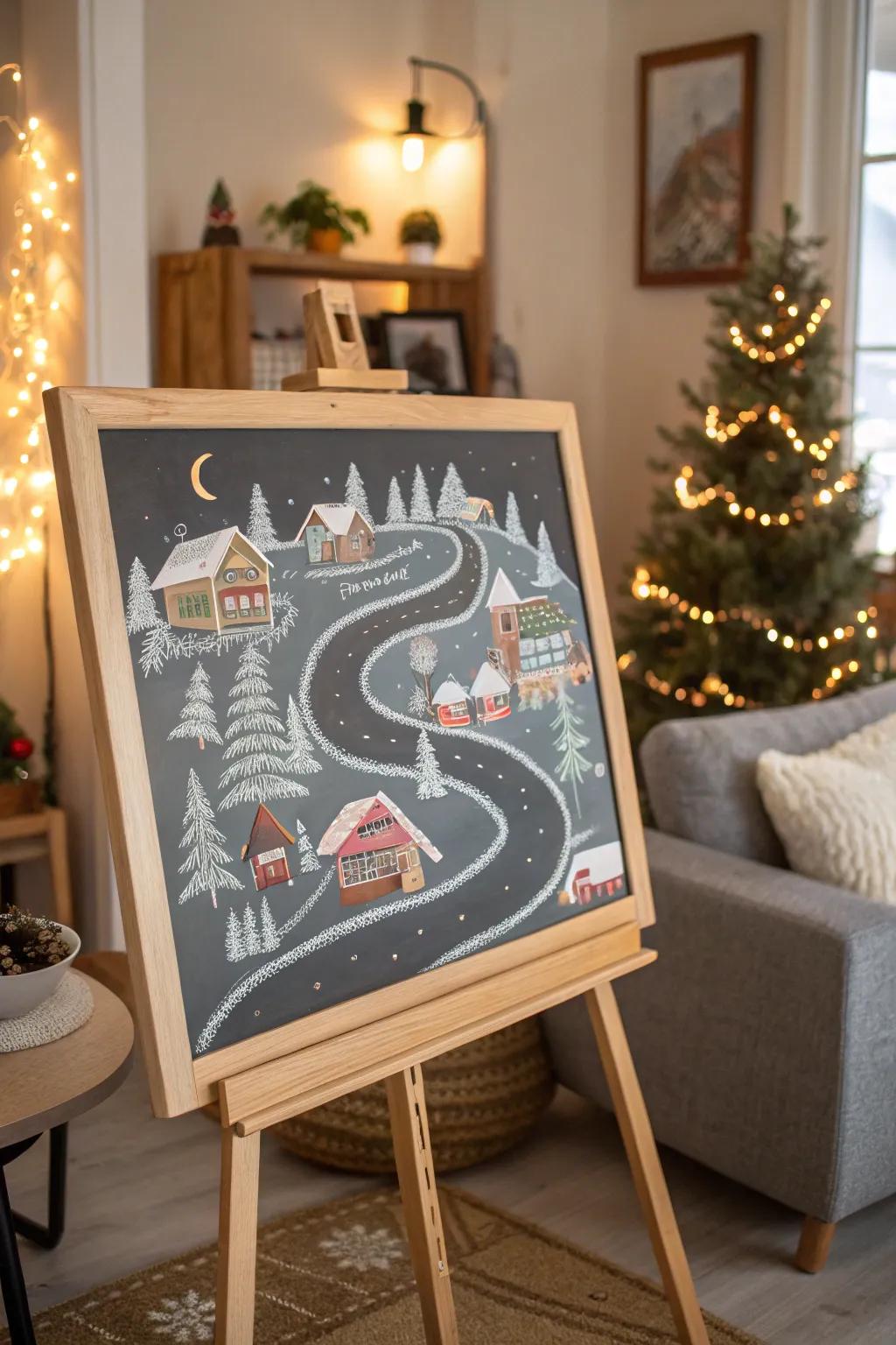 Transport yourself to a snow-dusted village through slate artistry.