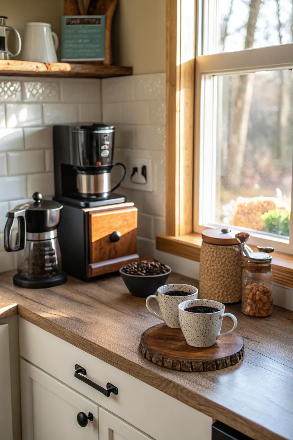 A coffee station is convenient and adds comfort.