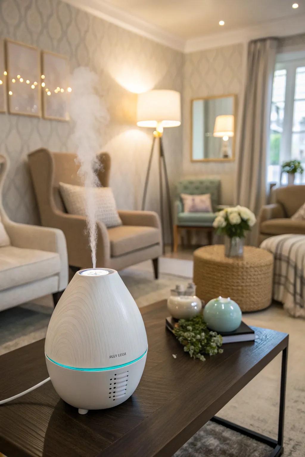 A scent therapy diffuser provides soothing scents.