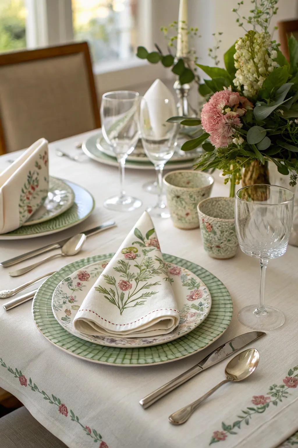 A cohesive table setting using existing homeware and themed accents.
