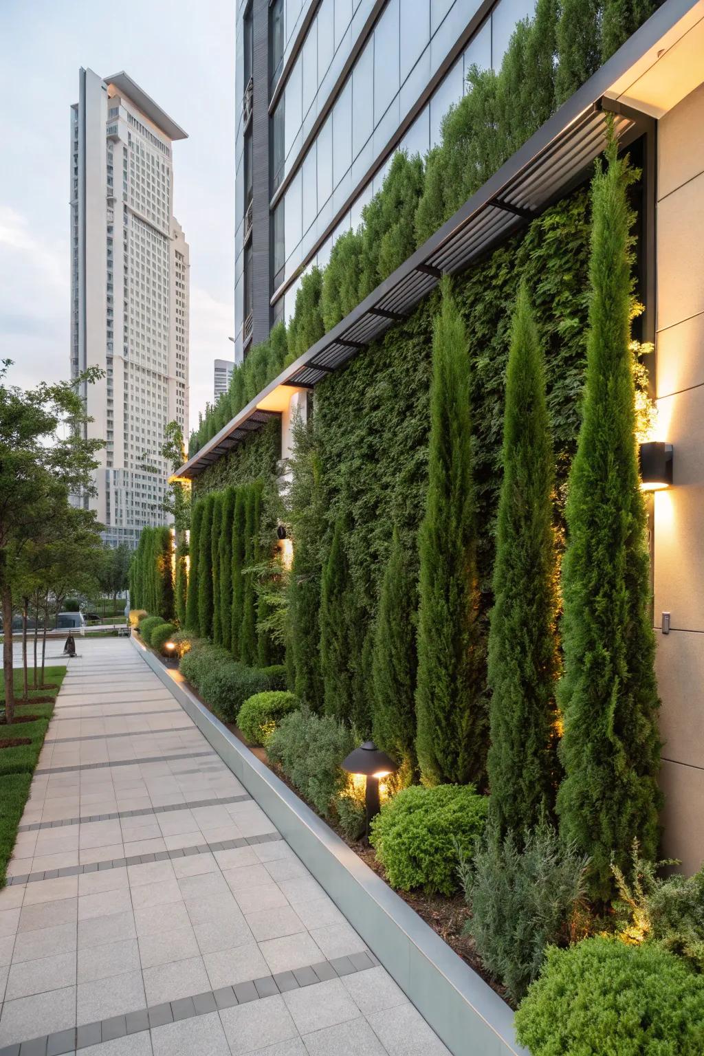 Incorporate upright elements into your garden utilizing Leyland cypress.