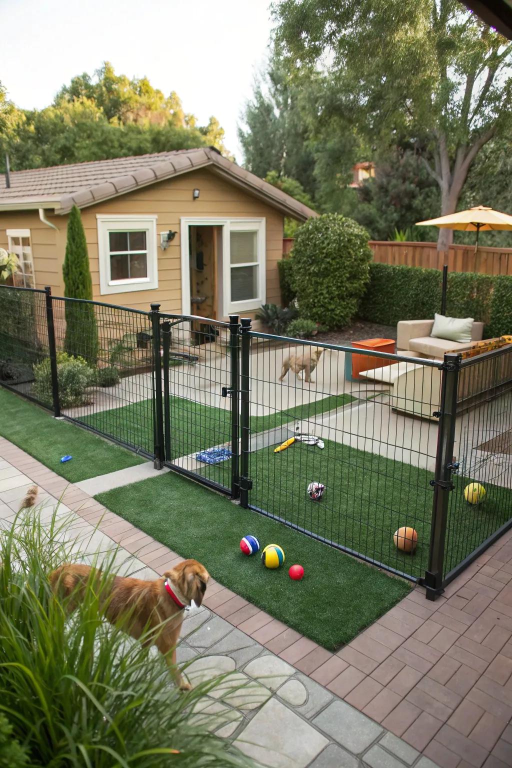 A pragmatic canine run that preserves the allure of the yard.