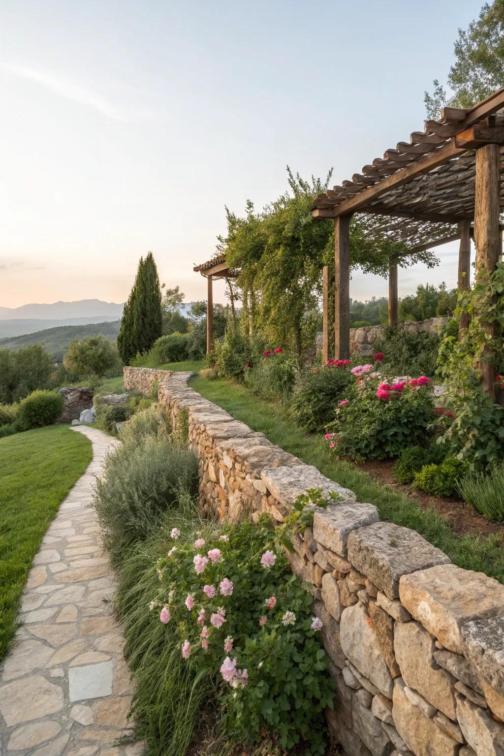 Stone walls providing structure and charm.