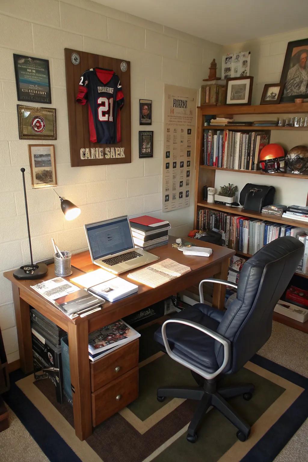 Multi-purpose furnishings maximize area and utility.