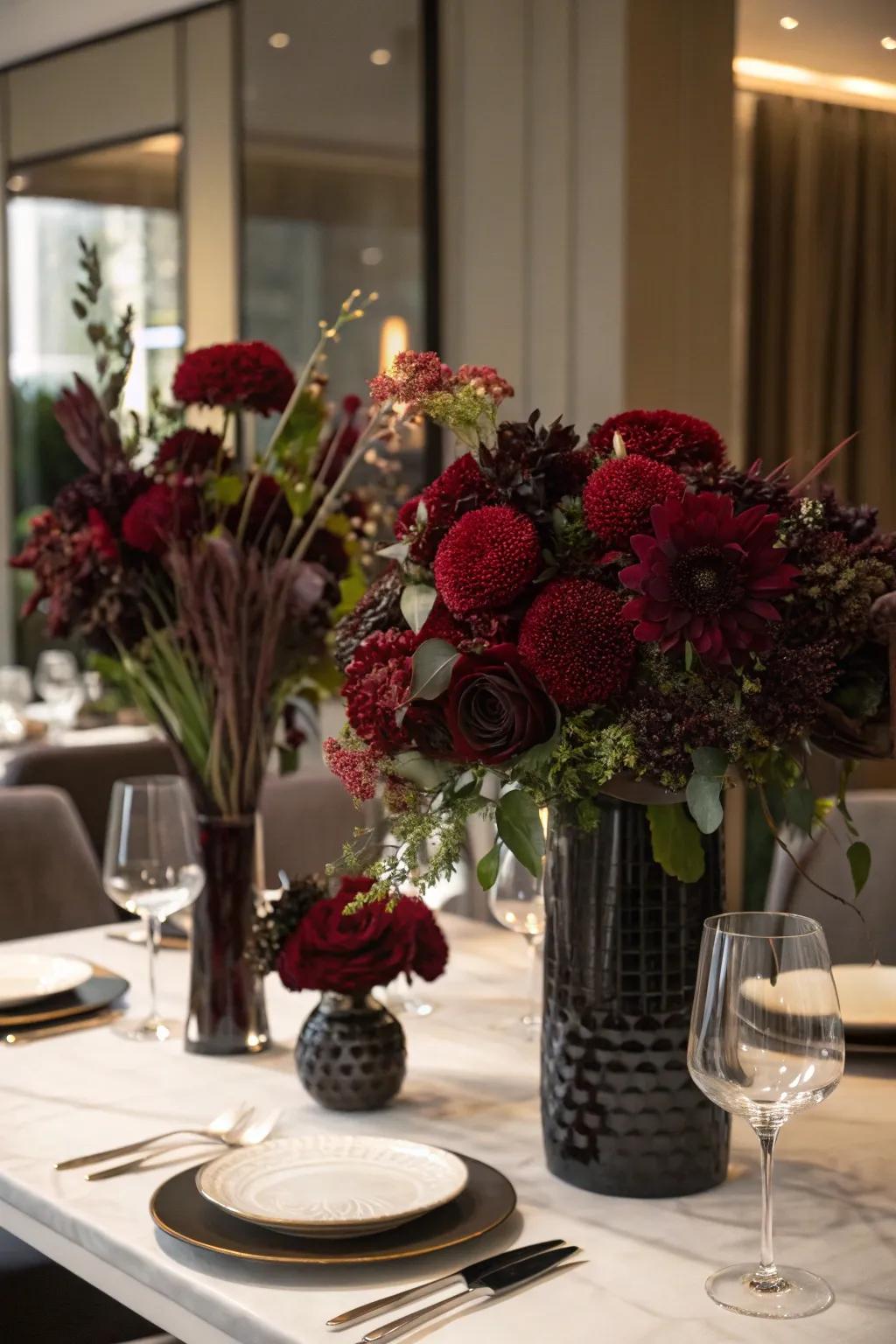 Somber florals deliver a daring and opulent statement.