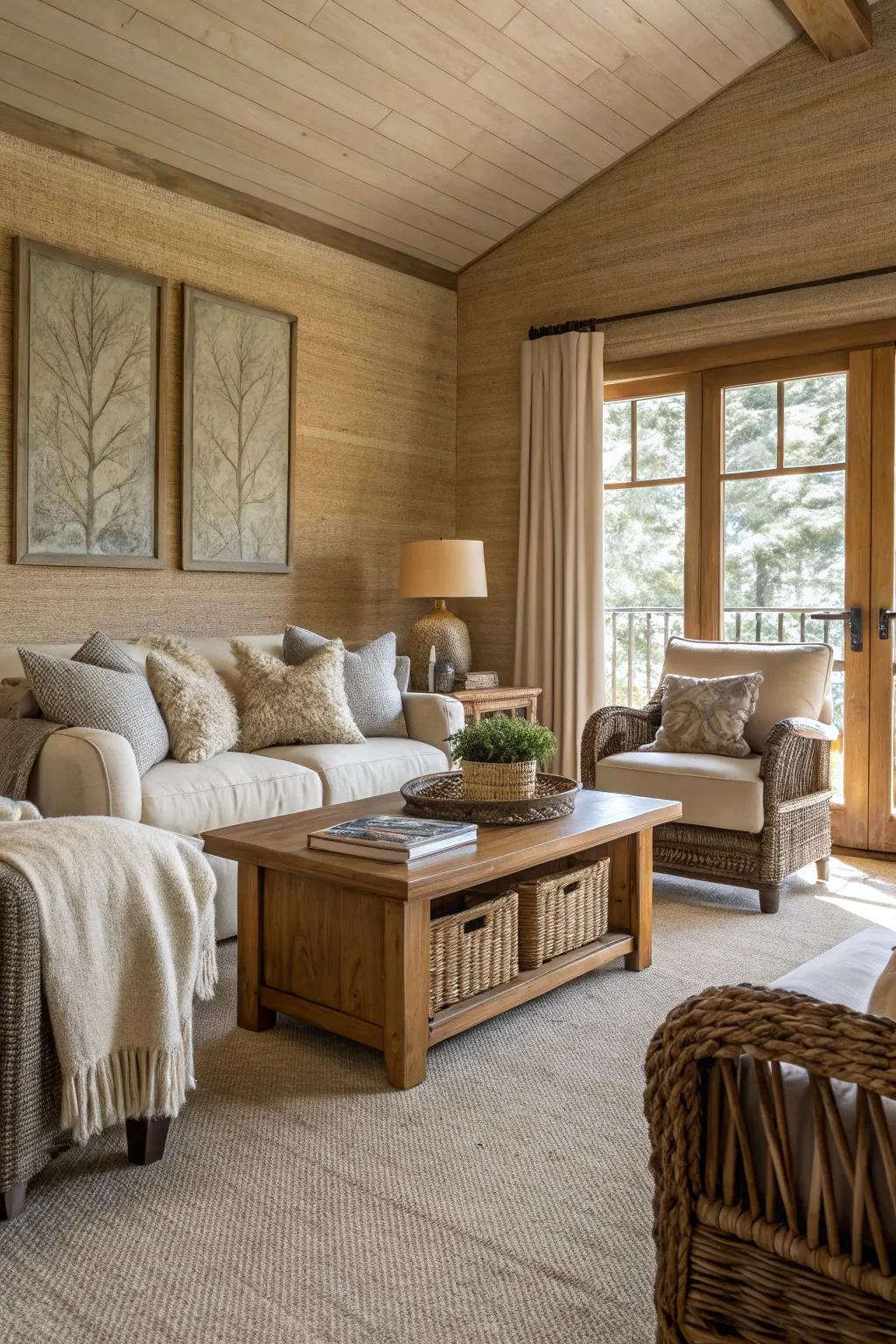 Nature inspired textures for subtle interest.