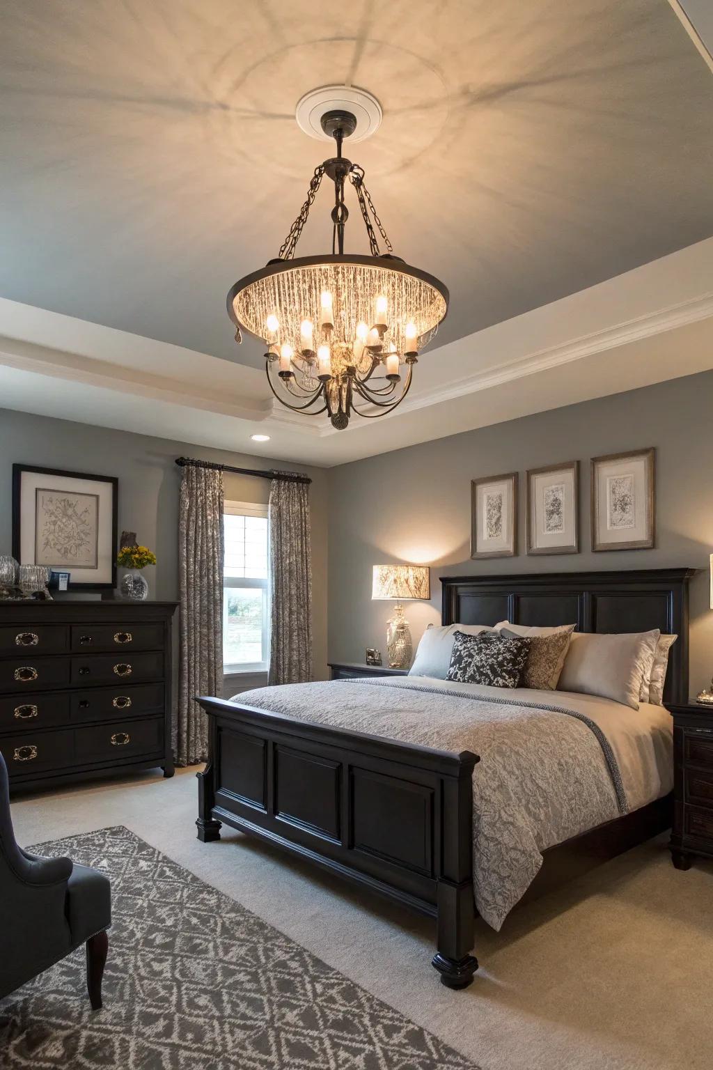 Statement lighting fixtures add drama and style.