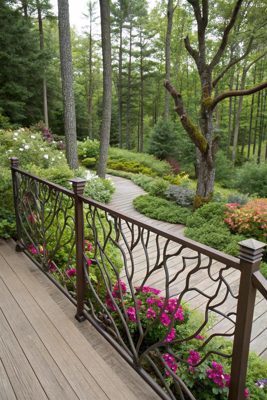 Nature-inspired railings blend effortlessly with outdoor surroundings.