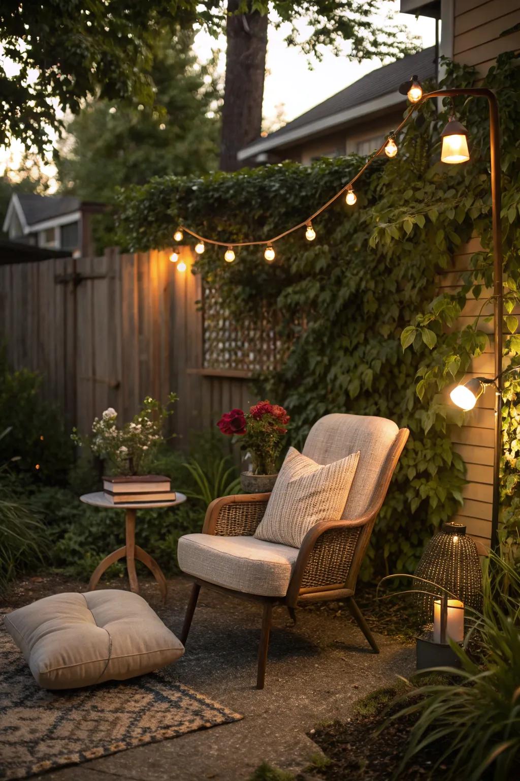 A perusal nook tenders a personal sanctuary within your backyard.