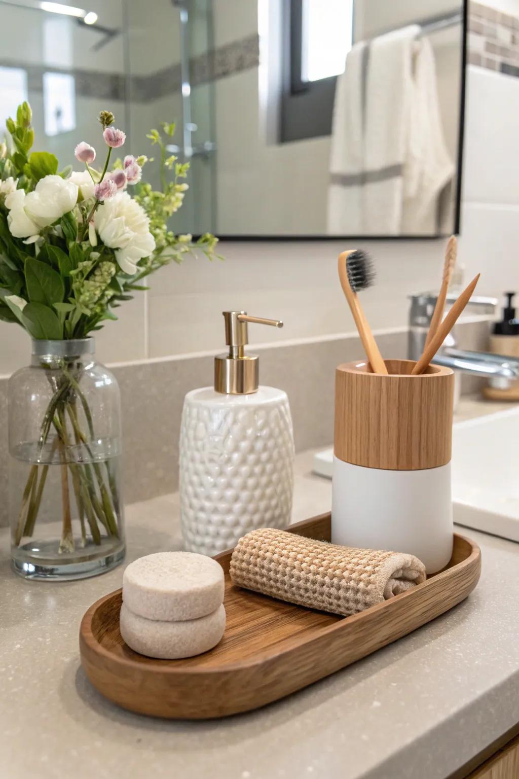 Integrating substances adds depth to the minimalist design.
