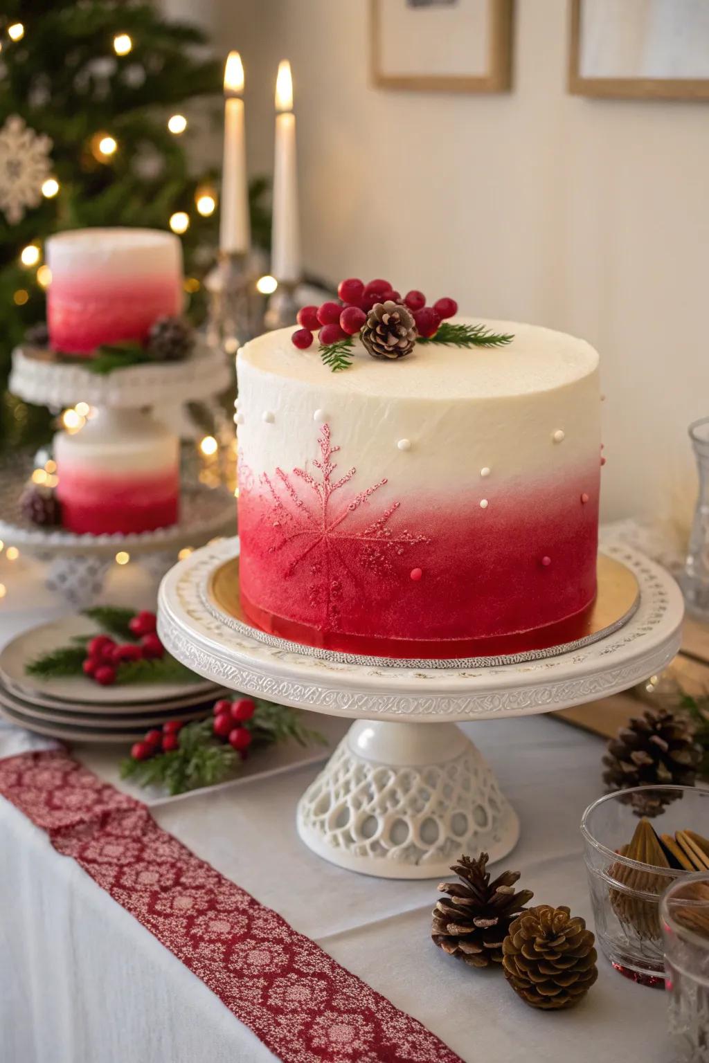 Christmas cake with ombre elegance