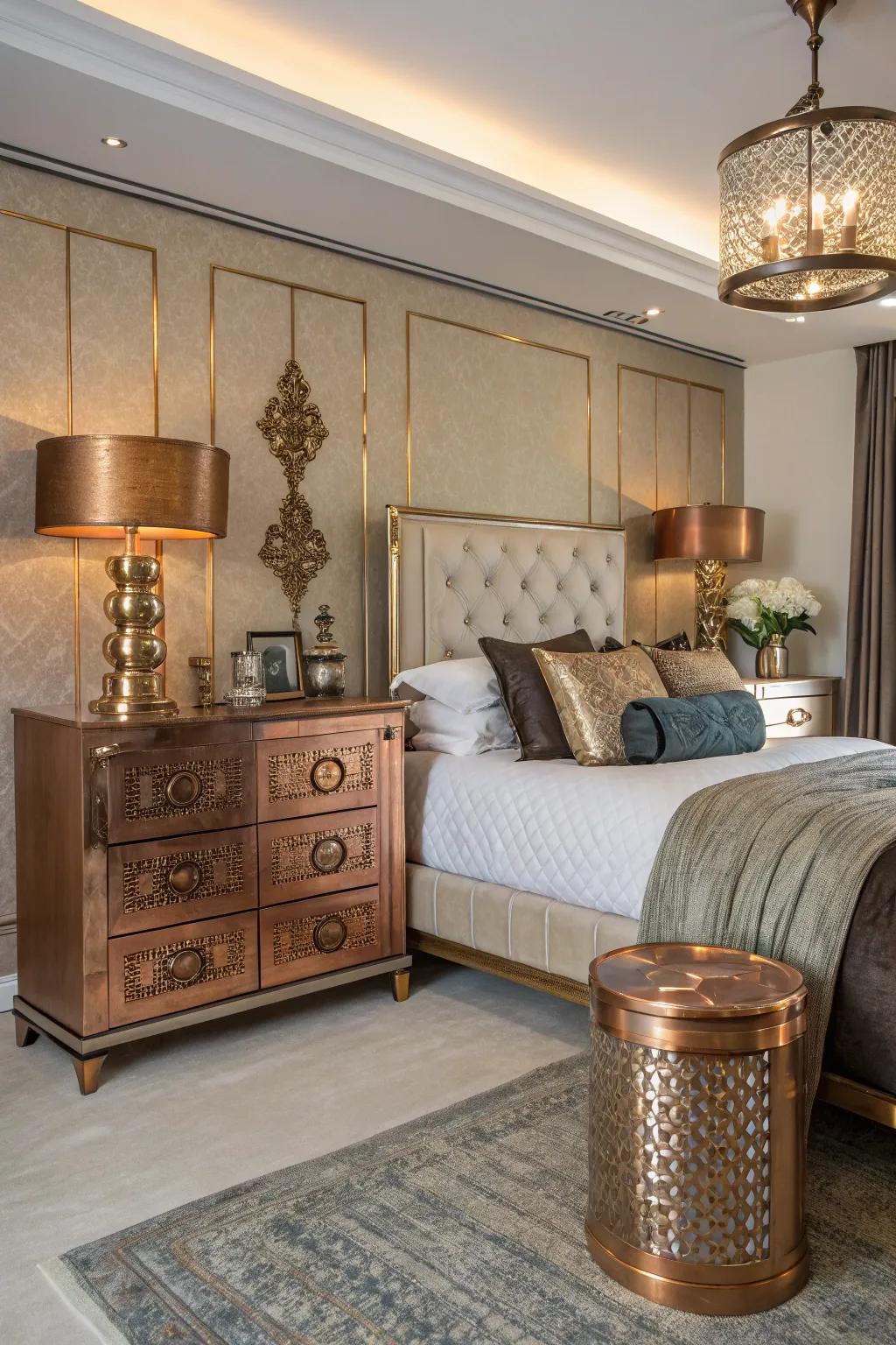 A blend of metals will add warmth and visual interest.