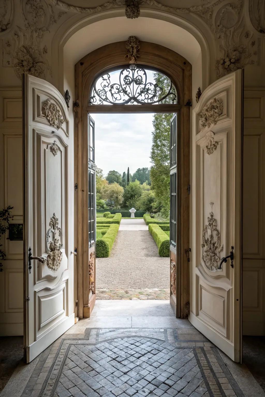 Double doors fashion a majestic and impactful portal.