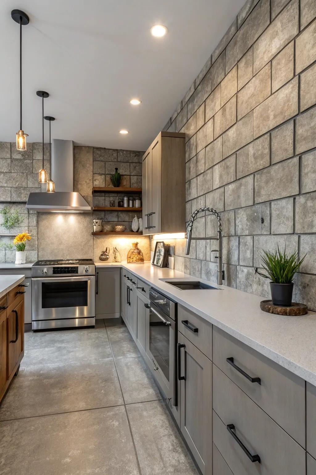 Solidified tiles add a raw, edgy vibe.