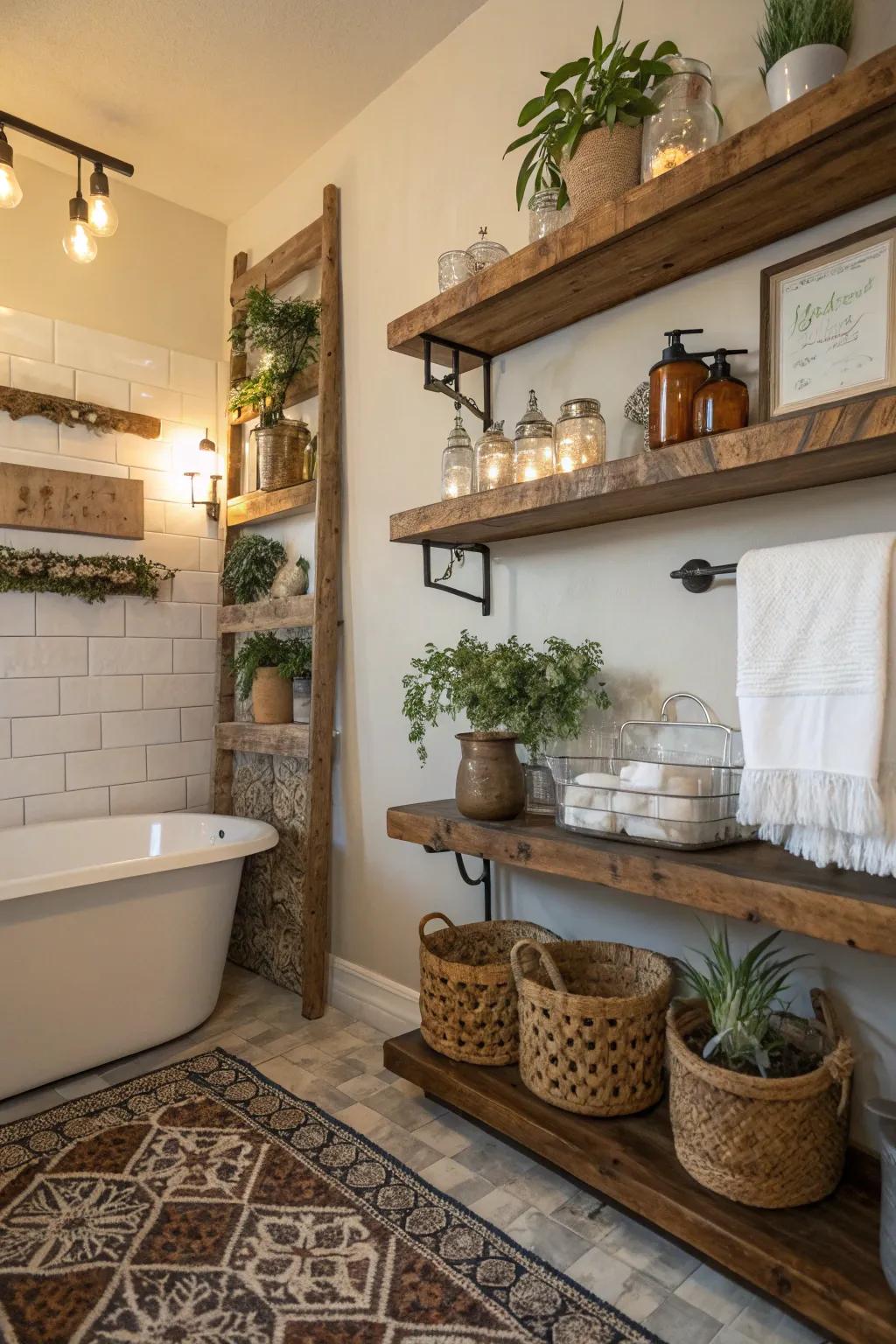 Homespun racking unites functionality with aesthetic captivation.