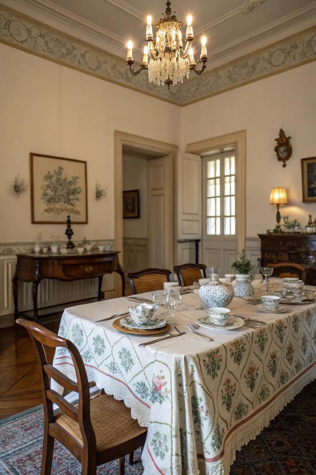 Classic-inspired table coverings bring coziness and nostalgia.