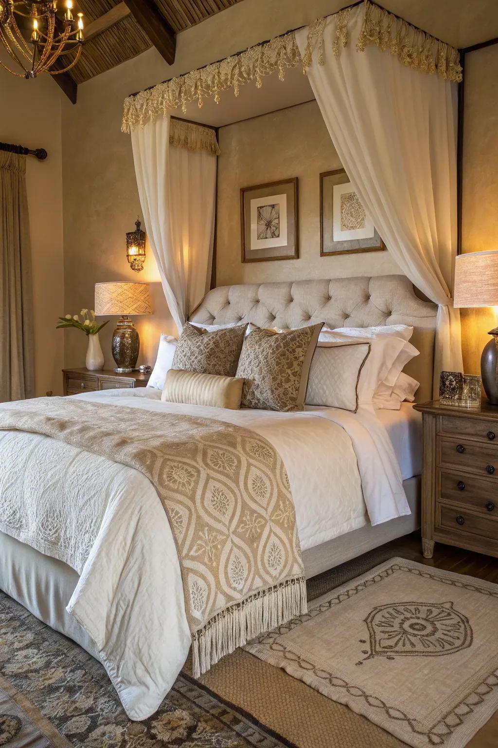 Premium bedding fashions a sumptuous sleep setting.