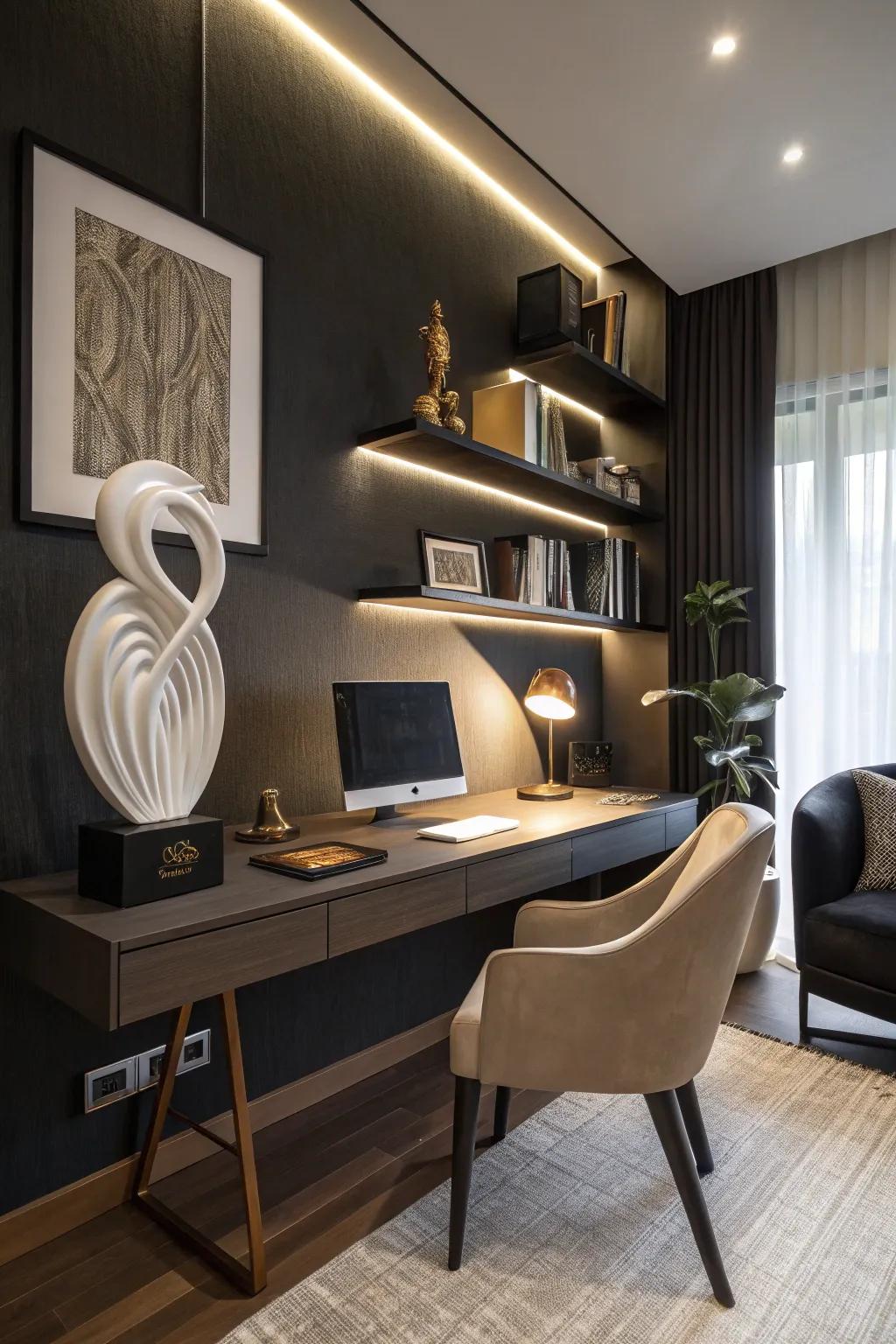 Sculpted elements add creative intrigue and depth.