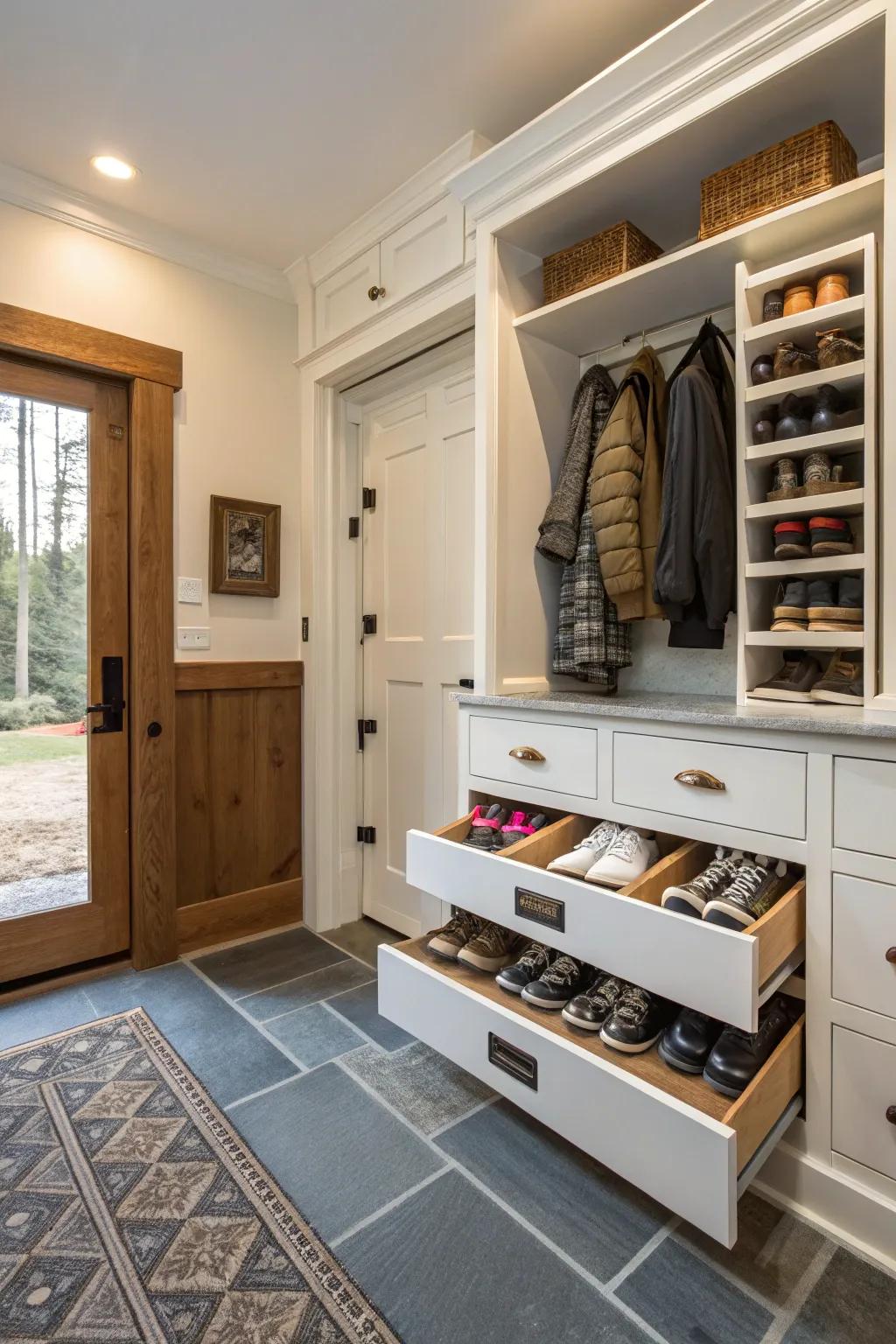 Innovative storage solutions for footwear.