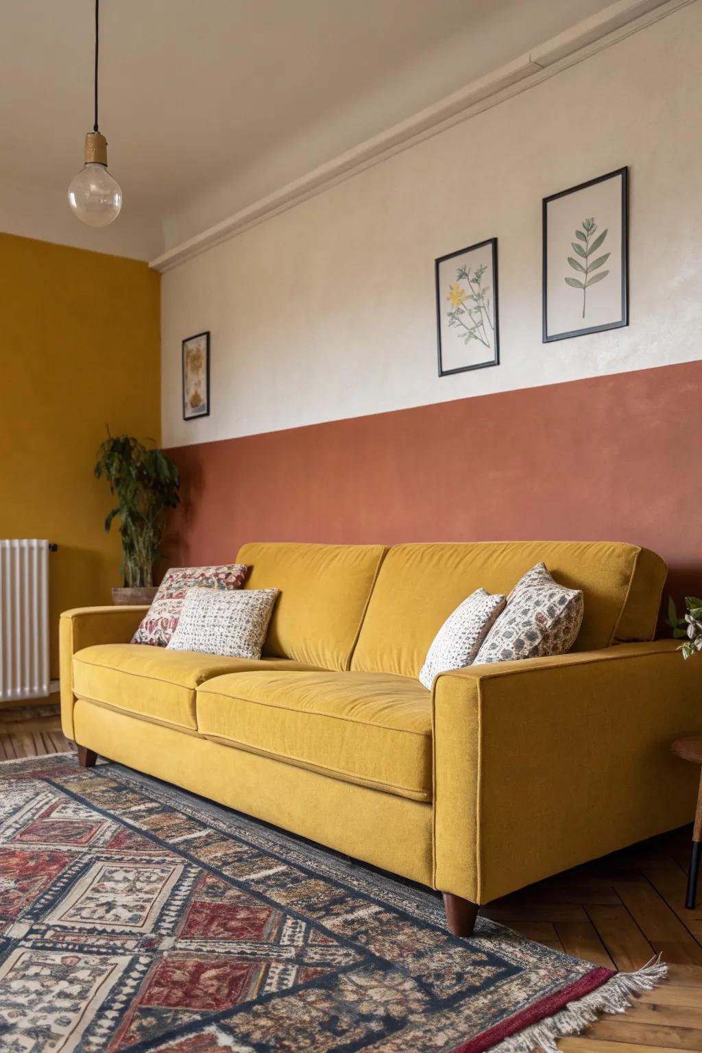 Bicolor walls contribute profundity and sophistication.