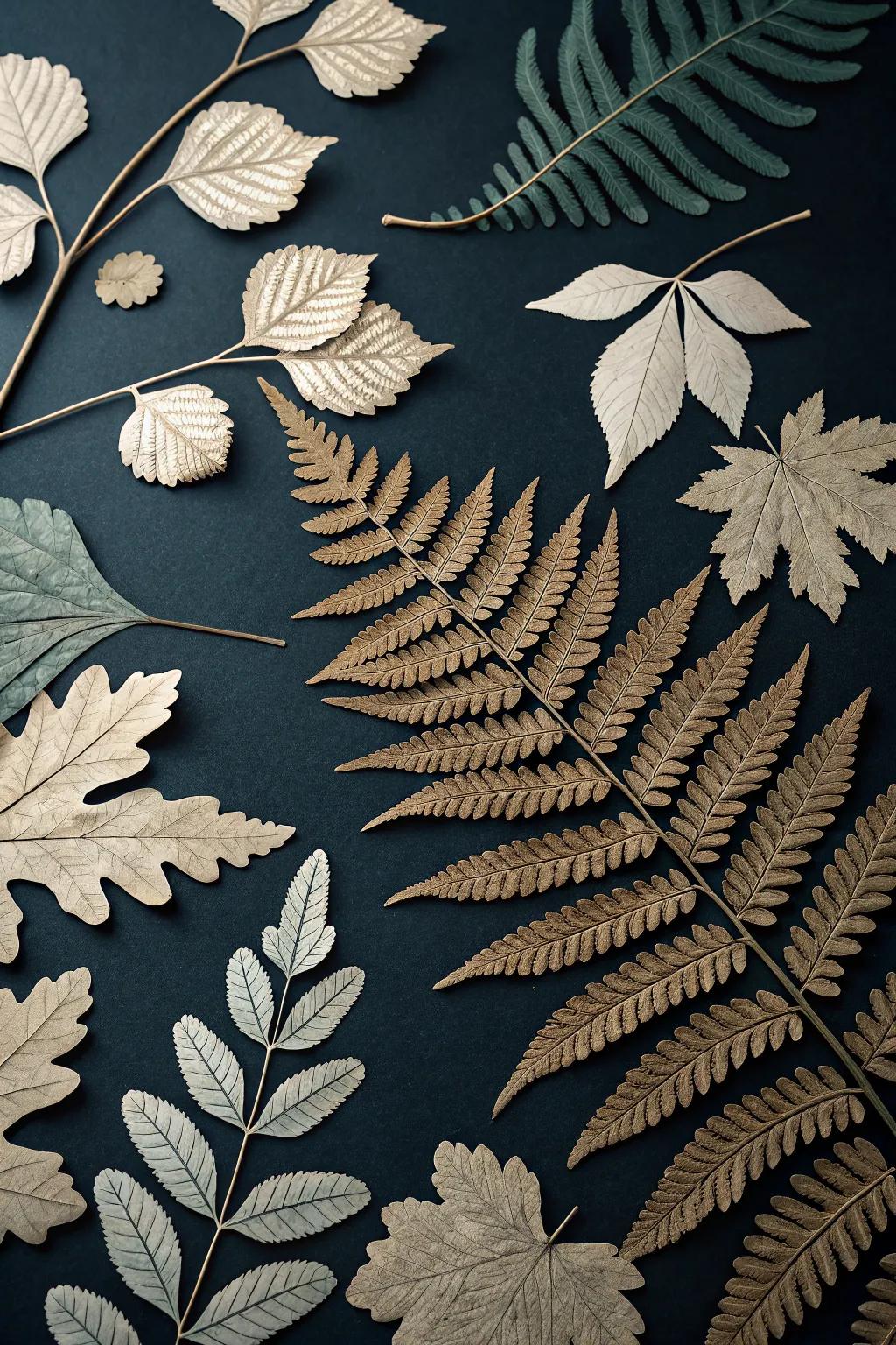 A striking composition with foliage outlines.