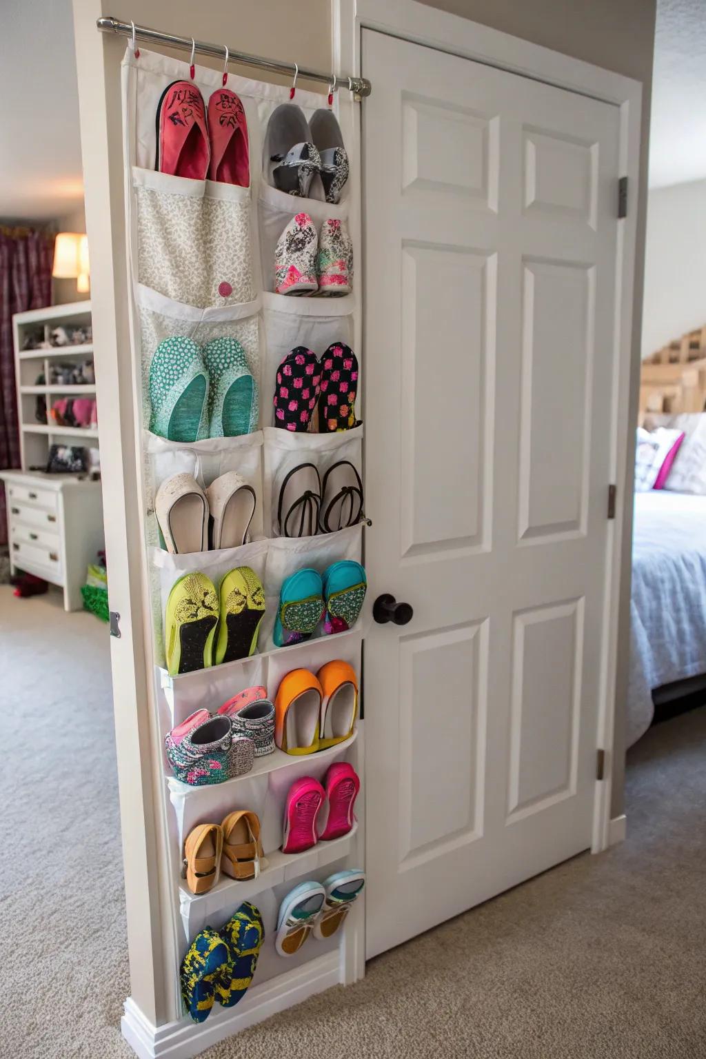 Over-the-door organizers maximize area proficiency.