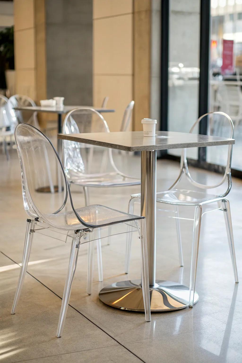See-through furniture ensures spaces maintain an airy feel.